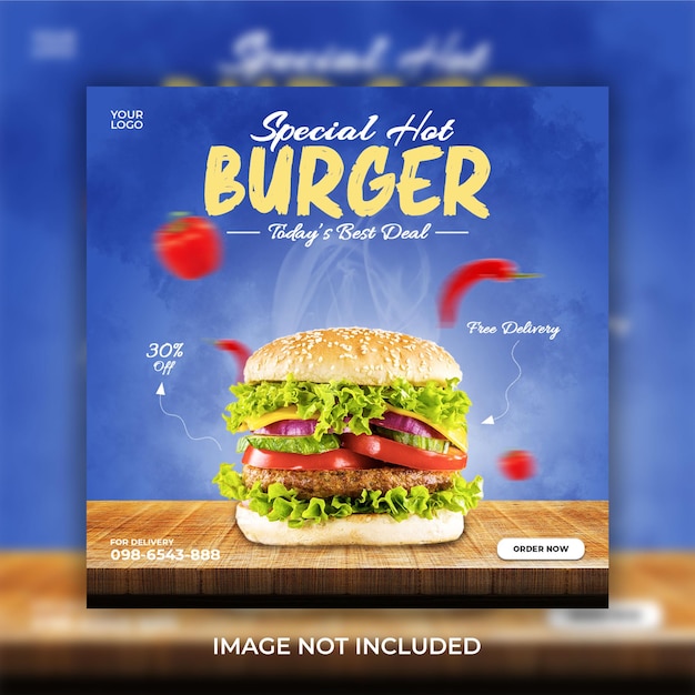 Super delizioso hamburger social media banner post design