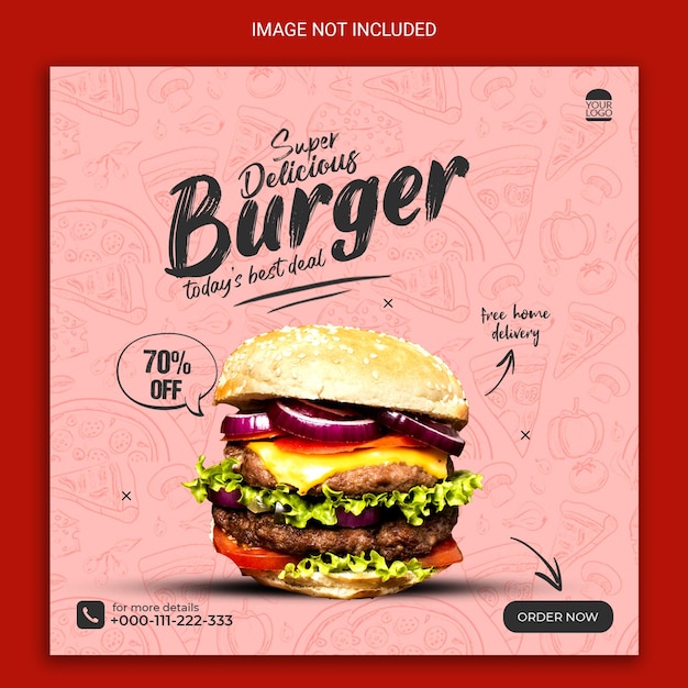 super delicious burger social media post banner.