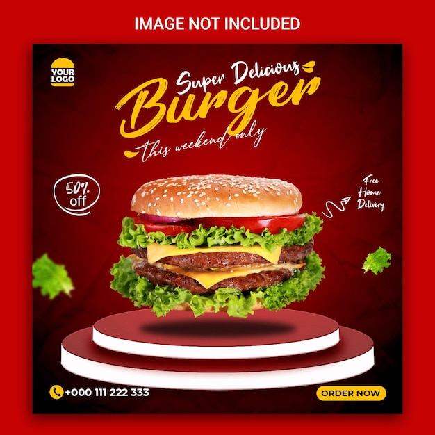 Super delicious burger social media post template