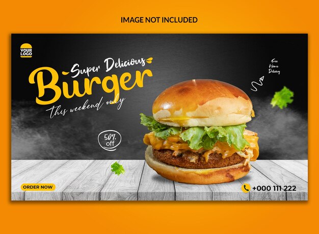 Super delicious burger social media web banner