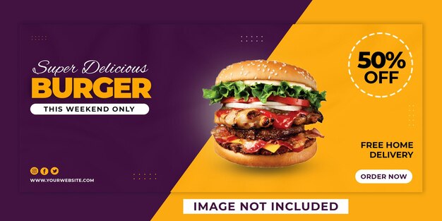 PSD super delizioso hamburger web banner design