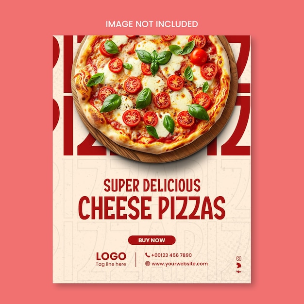 super delicious cheese pizza portrait flyer instagram portrait post