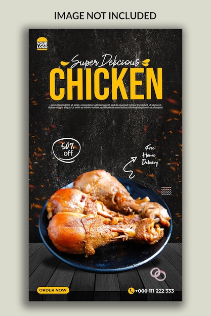 PSD super delicious chicken instagram story template