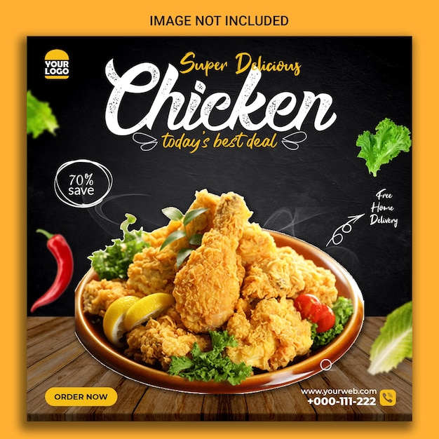 super delicious chicken social media template design