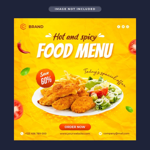 超おいしいフードメニュープロモーションInstagramバナーまたはソーシャルメディア投稿テンプレート