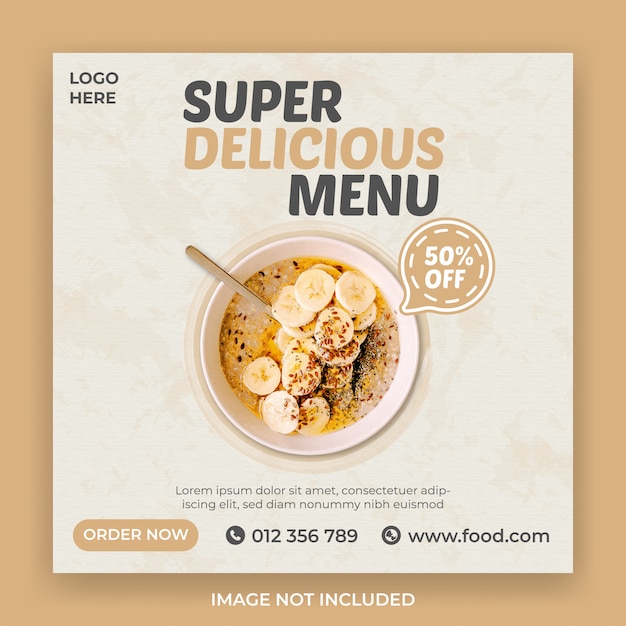 Super delicious food social media banner template