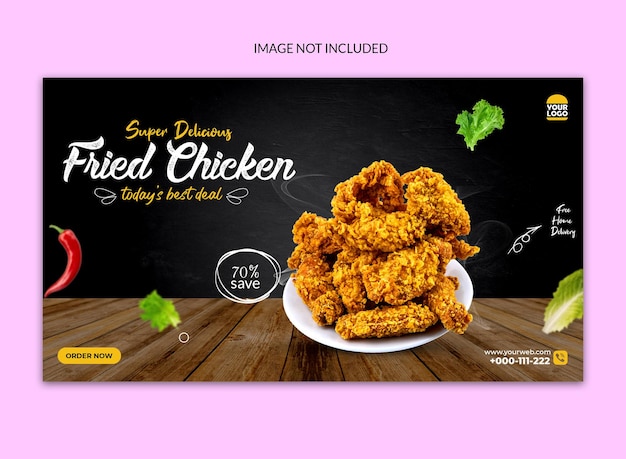 PSD super delicious fried chickem social media web design.