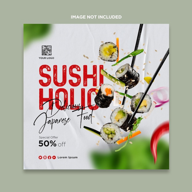 Super delicious japanese food sushi template design poster design