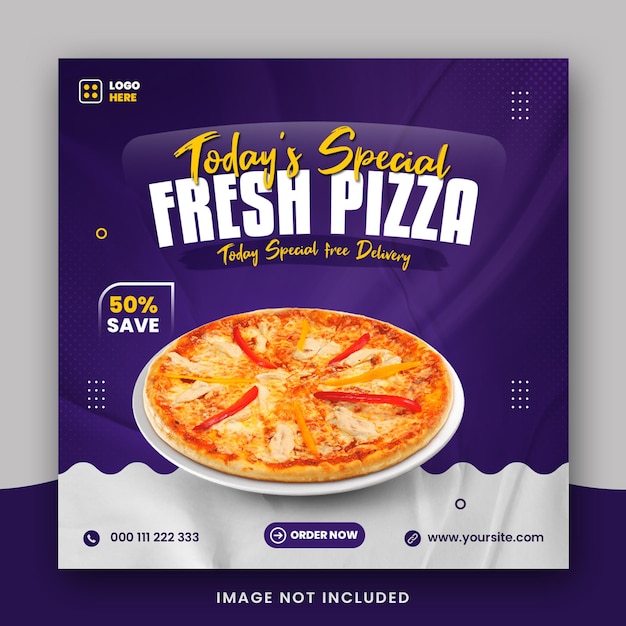 Super delicious pizza menu social media post template