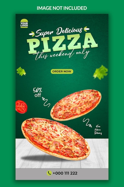 슈퍼 맛있는 피자 소셜 미디어 인스타그램 스토리 템플릿 디자인