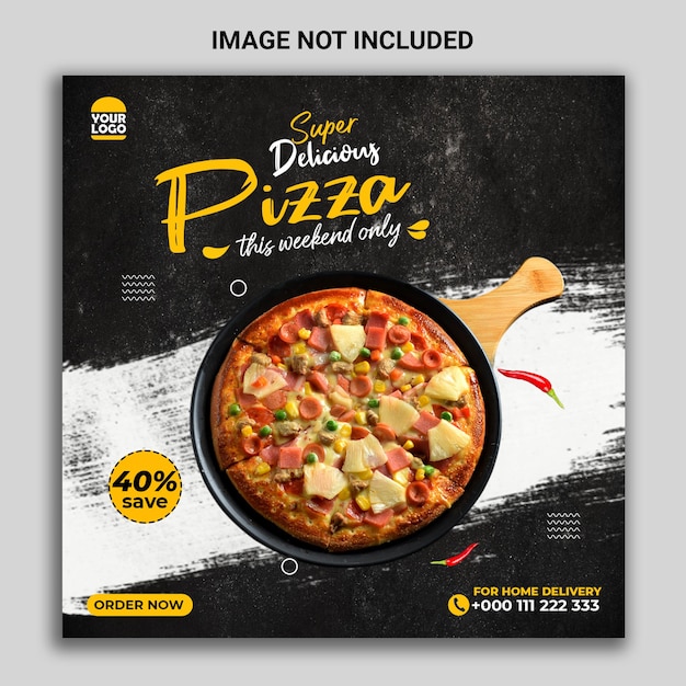 Супер вкусная пицца дизайн сообщения в социальных сетях