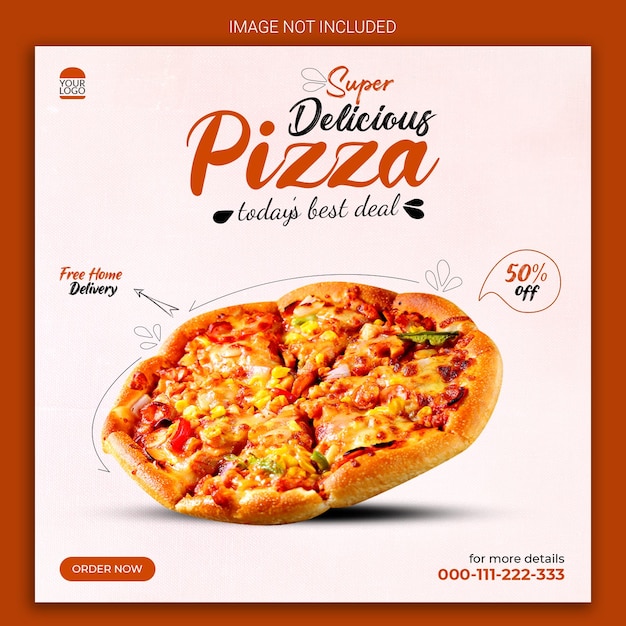 super delicious pizza social media post design