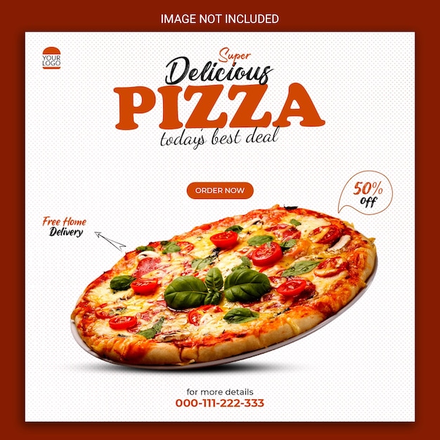 super delicious pizza social media post template design