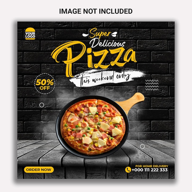 Super delicious pizza social media post template