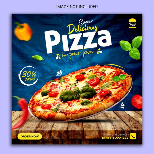 PSD super delicious pizza social media post.