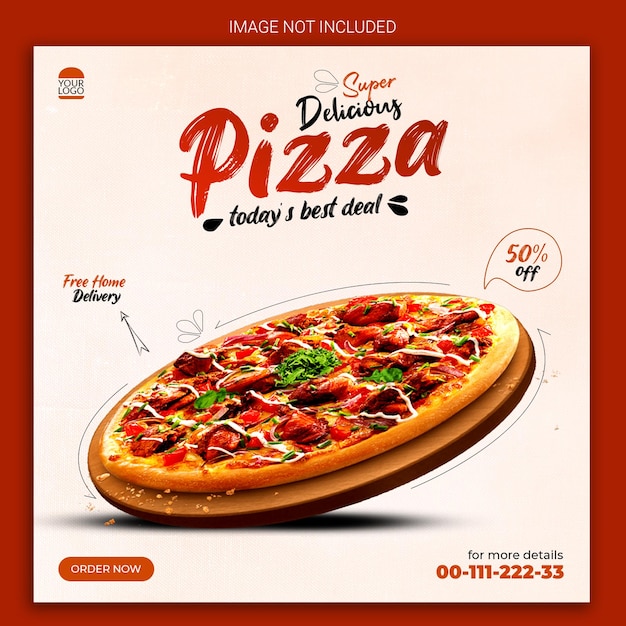 super delicious pizza social media restaurant template design