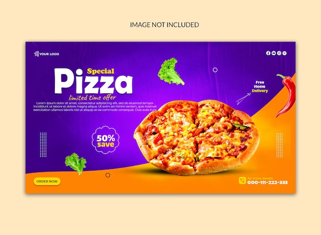 Super delicious pizza social media web post template.