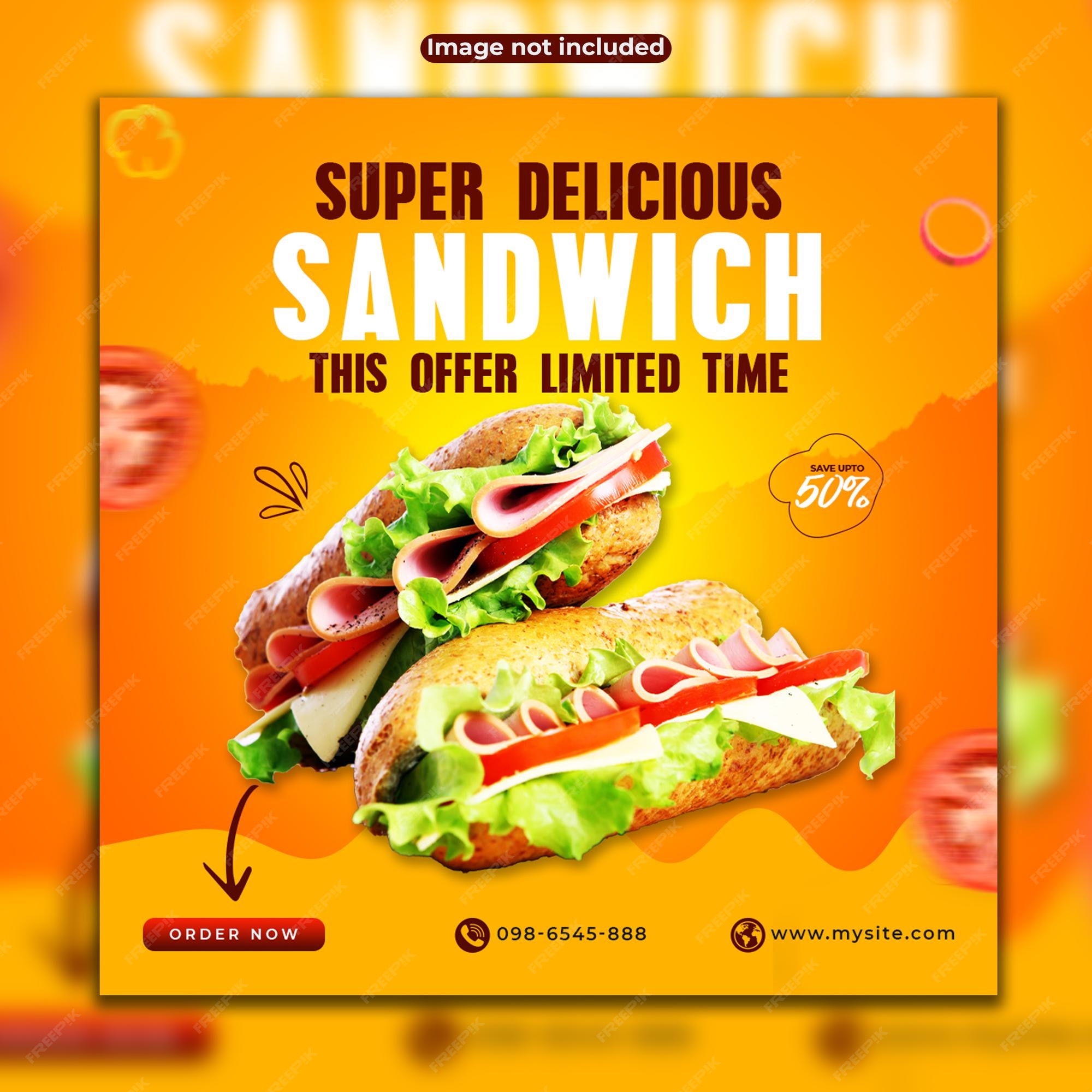 Overblijvend Shetland Treble Premium PSD | Super delicious sandwich sale social media square post  template
