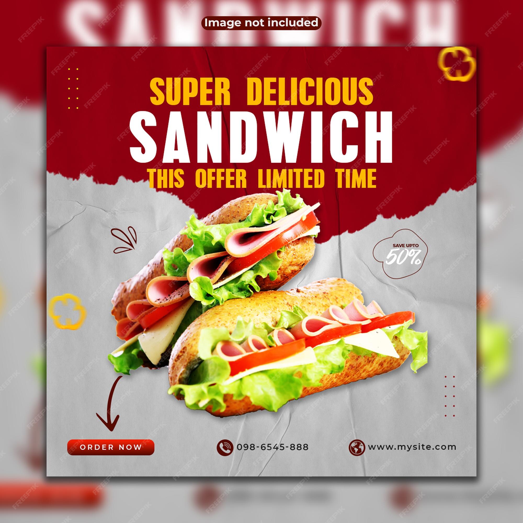 Premium | Super delicious sandwich sale social media square post template