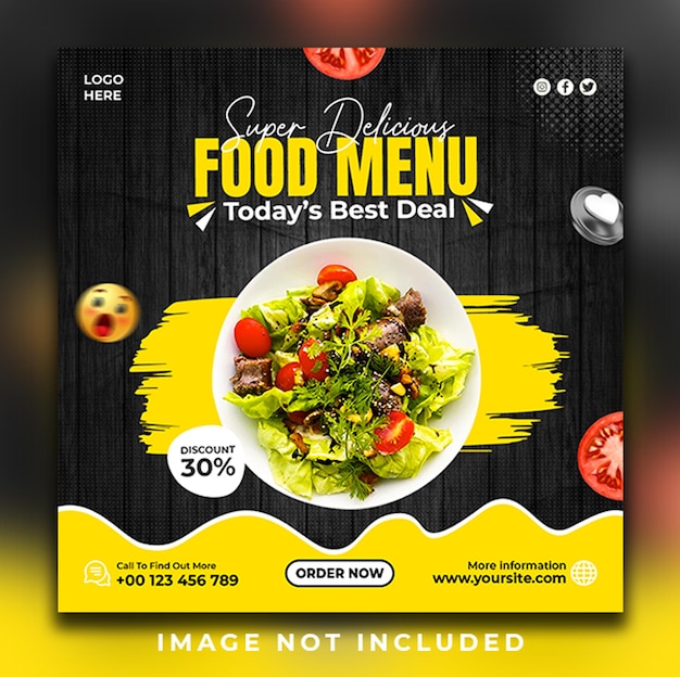 Super delicious vegetable food menu social media banner template