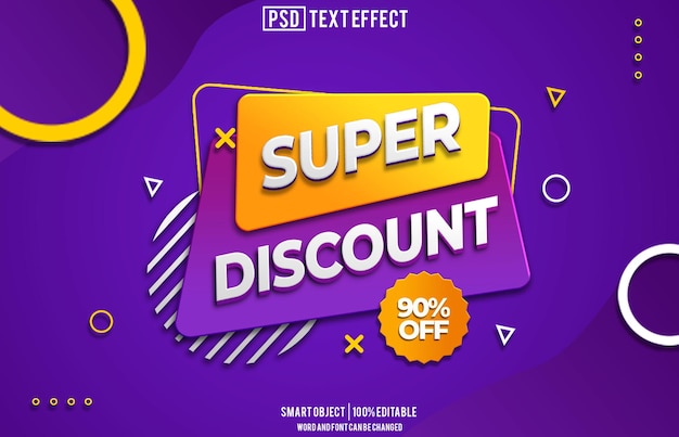 super discount text effect font editable typography 3d text
