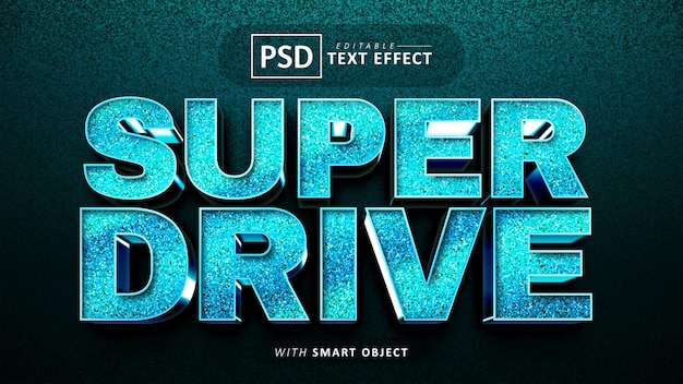 Super drive blue 3d text effect editable