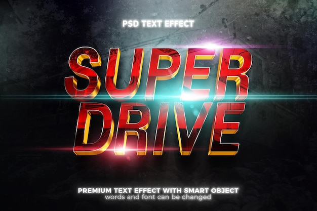 Super drive movies cinematic bold 3d editable text effect mockup template