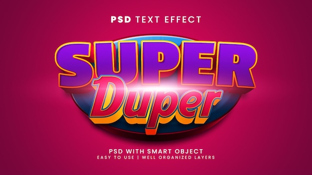 PSD super duper bewerkbaar teksteffect modern 3d creatief