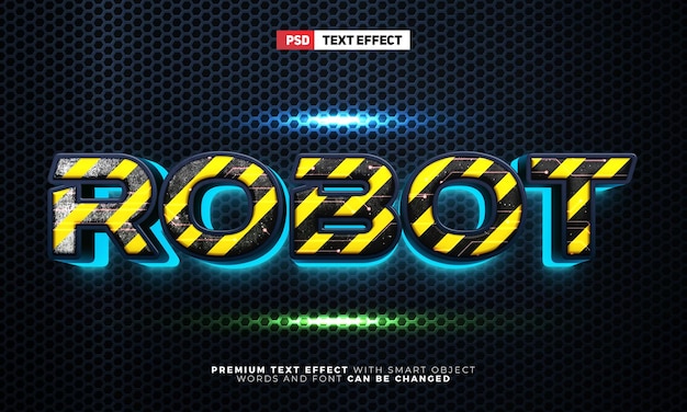 Super future tech power robot glow 3d editable text effect style