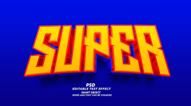スーパー ゲーマー 3 d 編集可能なテキスト効果の Photoshop テンプレート