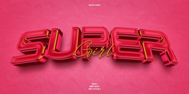 Super girl 3d editable text effect