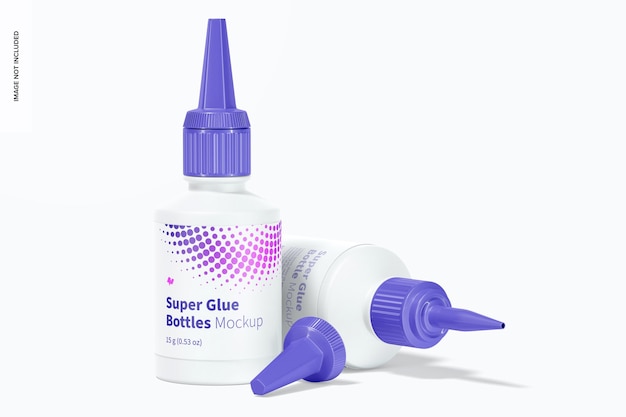 super glue bottles mockup, opened and closed