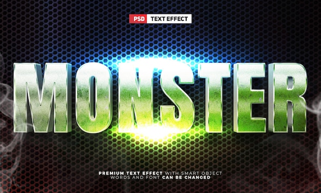 Super green metak monster 3d editable text effect style