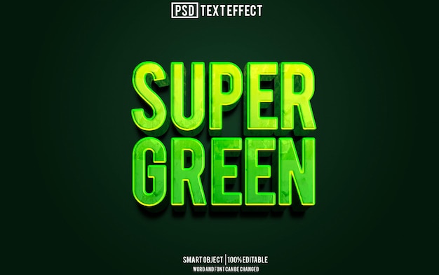 super green text effect font editable typography 3d text