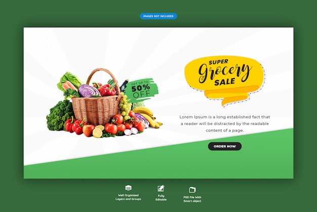 슈퍼 식료품 판매 웹 배너