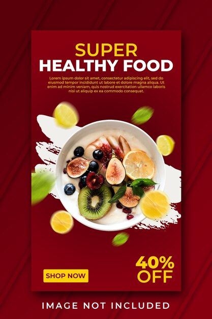 PSD super healthy food banner template