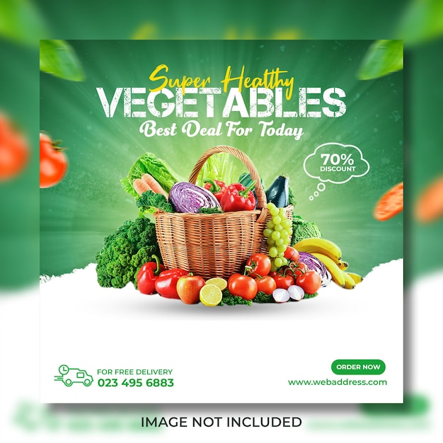 super healthy vegetable social media post banner template