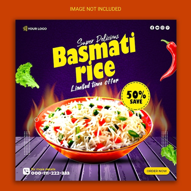 Super heerlijke basmati rijst social media promo post.