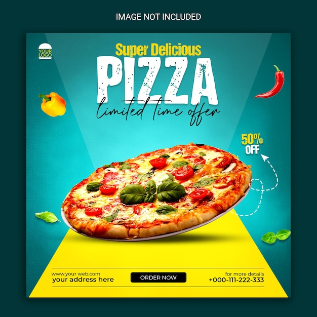 Super heerlijke pizza social media post design