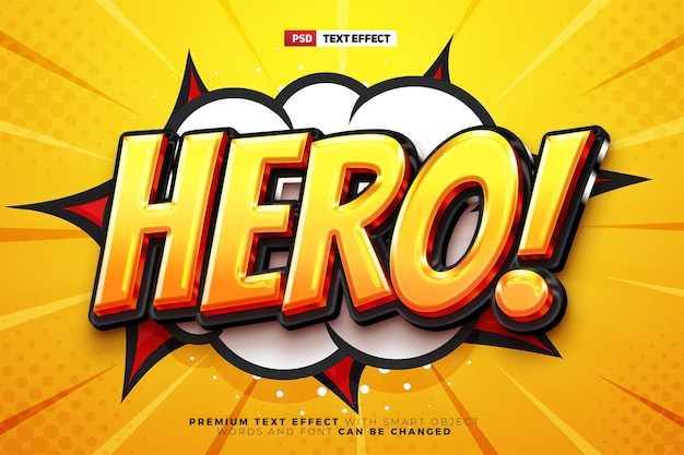 Super hero comic glossy 3d editable text effect