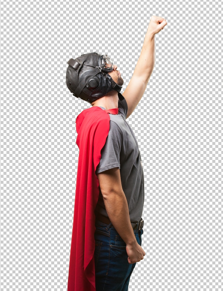 PSD 白い背景の上のスーパーヒーロー男