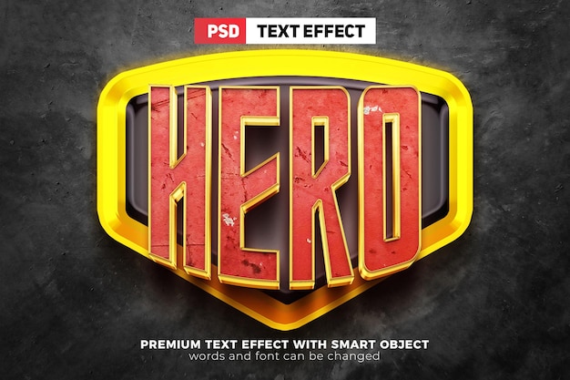 PSD super hero red luxury grunge 3d editable text effect