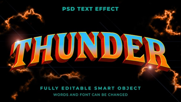 PSD super hero thunder editable text effect