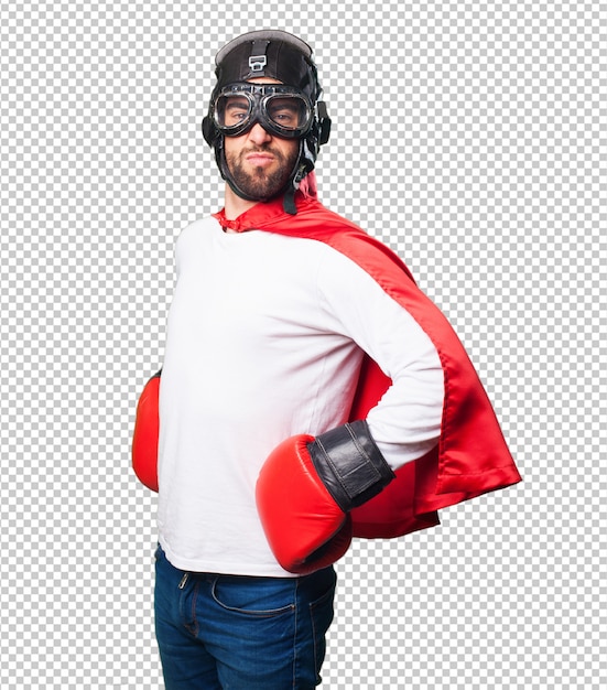 PSD super hero wearing boxing gloves