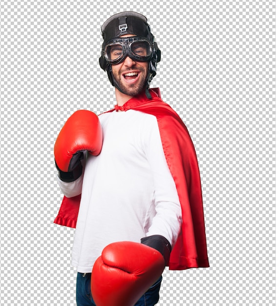 PSD super hero wearing boxing gloves