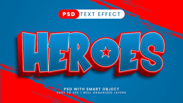 PSD super heroes cartoon text effect