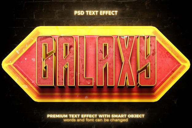 Супер герои галактики роскошный гранж красный 3d редактируемый текстовый эффект бару