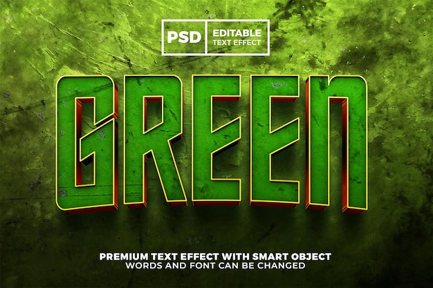 PSD super heroes luxury grunge green 3d editable text effect