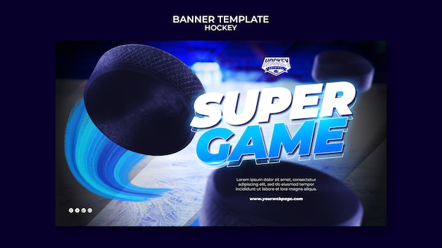 PSD modello di banner di gioco di super hockey