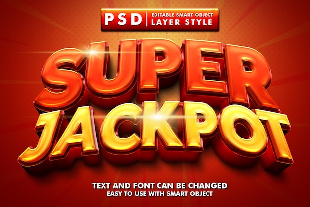 Super jackpot 3d gold text effect premium psd